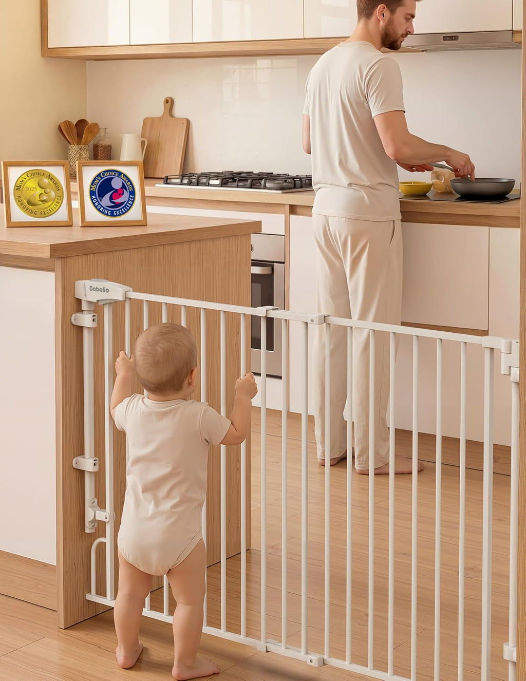 Babelio Removable Baby Gate for Stairs No Bottom Bar, 29-43", 30" H, Black