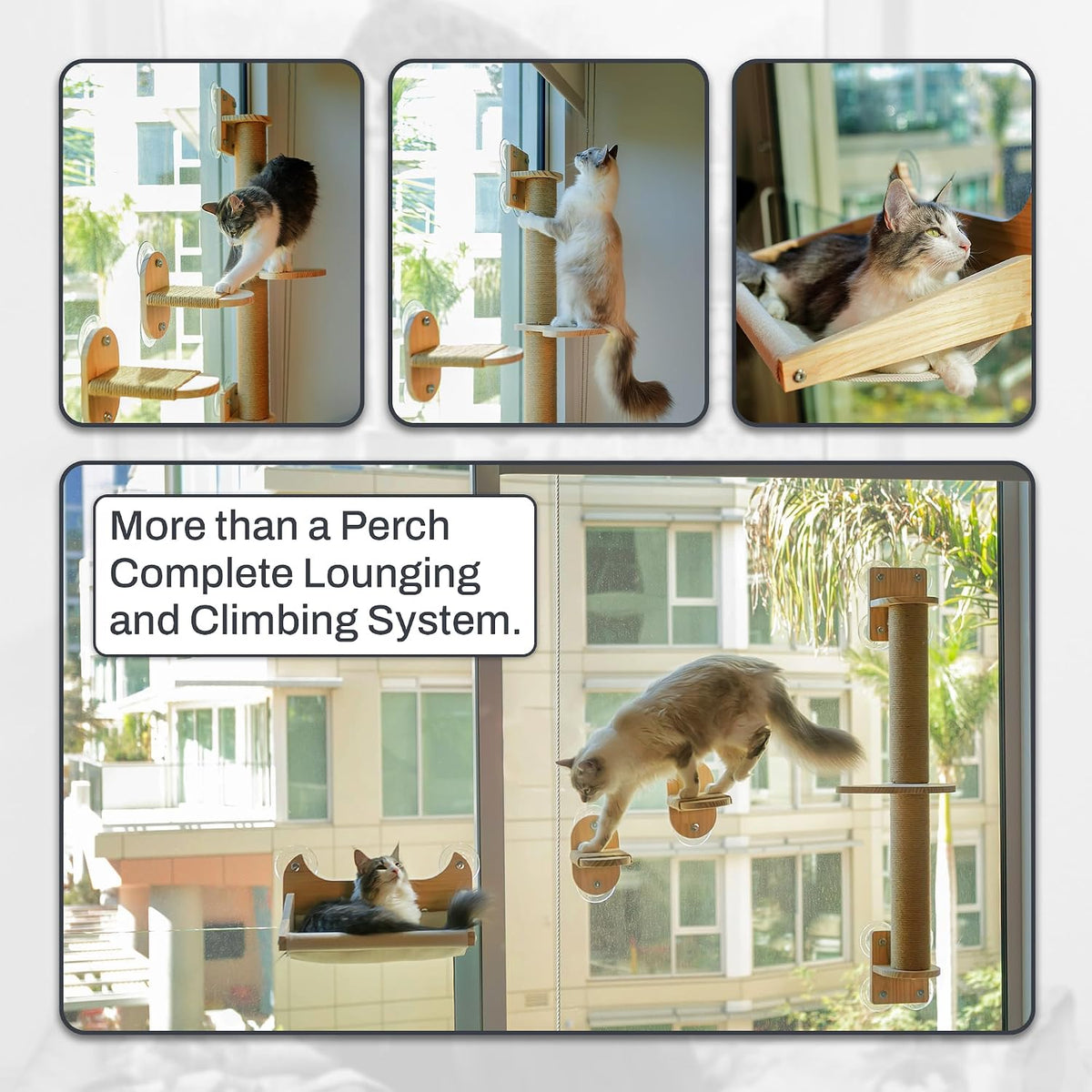 Cat Window Shelf | 4-in-1 Cat Wall Shelves & Scratcher