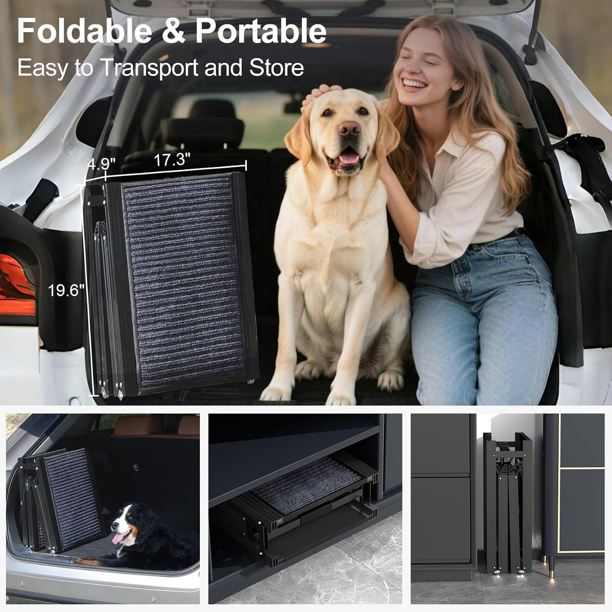 Dog Ramp for Car Truck 63" L × 17" W, Pet Ramp Lightweight Foldable