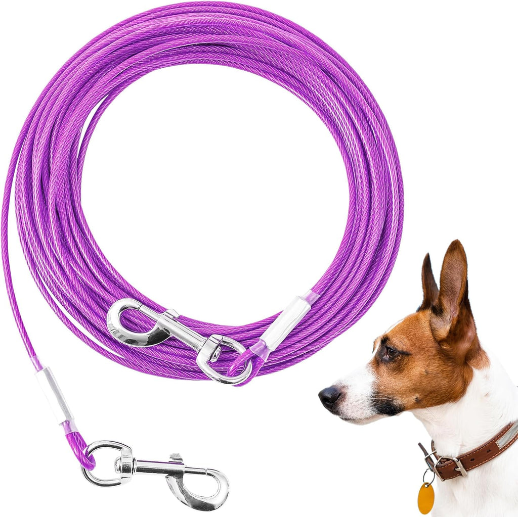 10/15/20/25FT Dog Tie Out Cable, Heavy Duty Dog Runner for Small to Large Dogs Up to 125 lbs, Durable Outdoor Dogs Tethe
