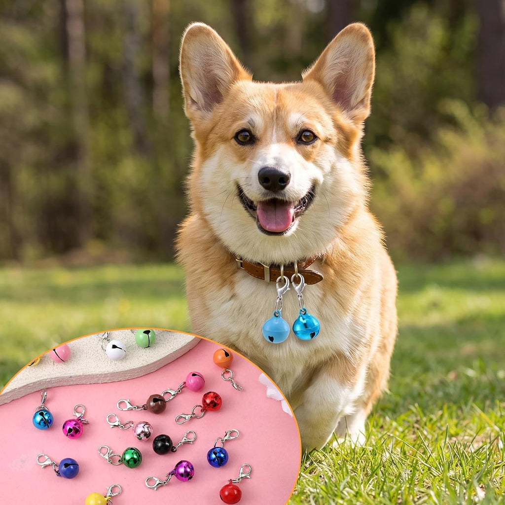 28 Pcs Pet Bells for Dog Cat, Colourful Pet Small Bells with Clasps