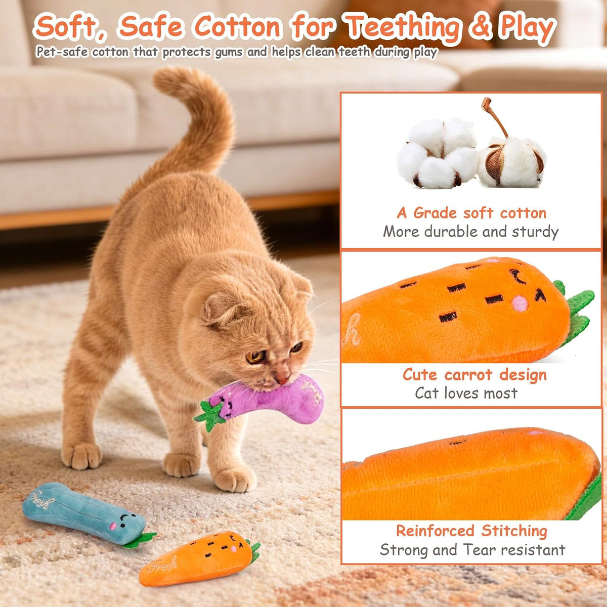 5Pcs Catnip Cat Toys for Indoor Cats Kitten, Cute Vegetable Shape