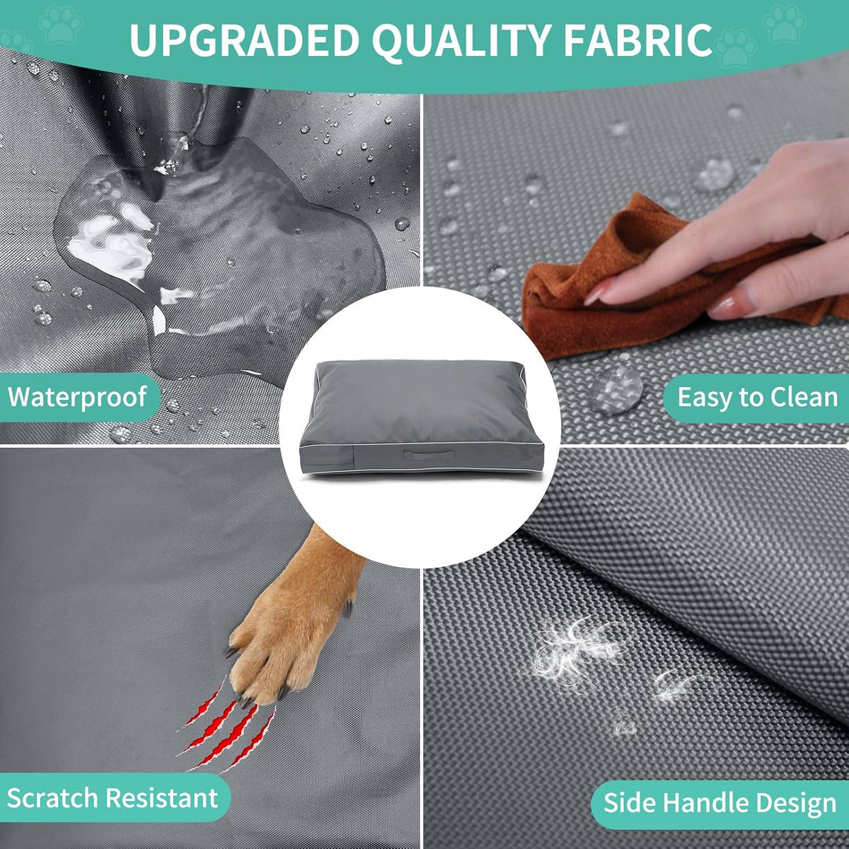 COSHNIBI Dog Bed Covers Replacement Washable,Waterproof Dog Bed Cover with Zip and Carry Handle for Dog/Cat 48''Lx36''Wx