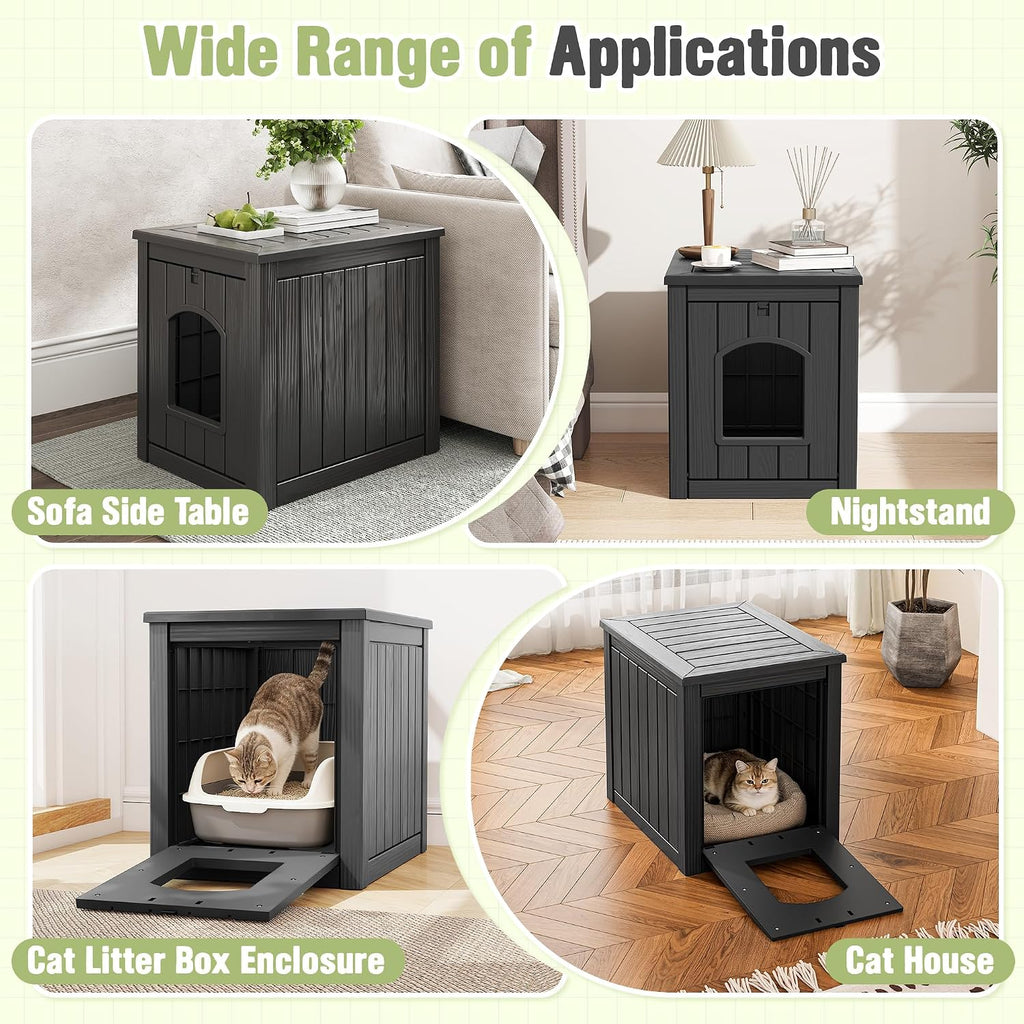 Cat Litter Box Enclosure, Feral Outdoor Cat Enclosure Weatherproof for Winter Outside, Cat Litter Box Furniture Fit Litt