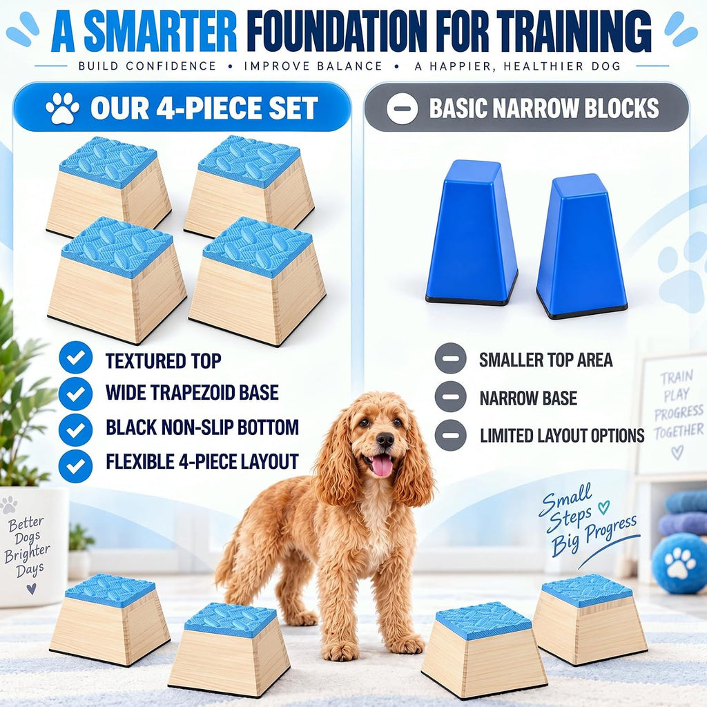 Hiboom 4 Pcs Dog Stacking Blocks for Dog Training, Trapezoid Blocks