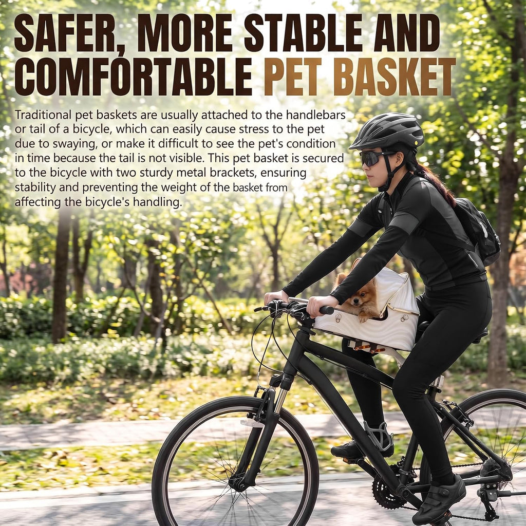 BBTO Middle Mount Dog Bike Basket for 22 Lbs with Sunshade & Platform