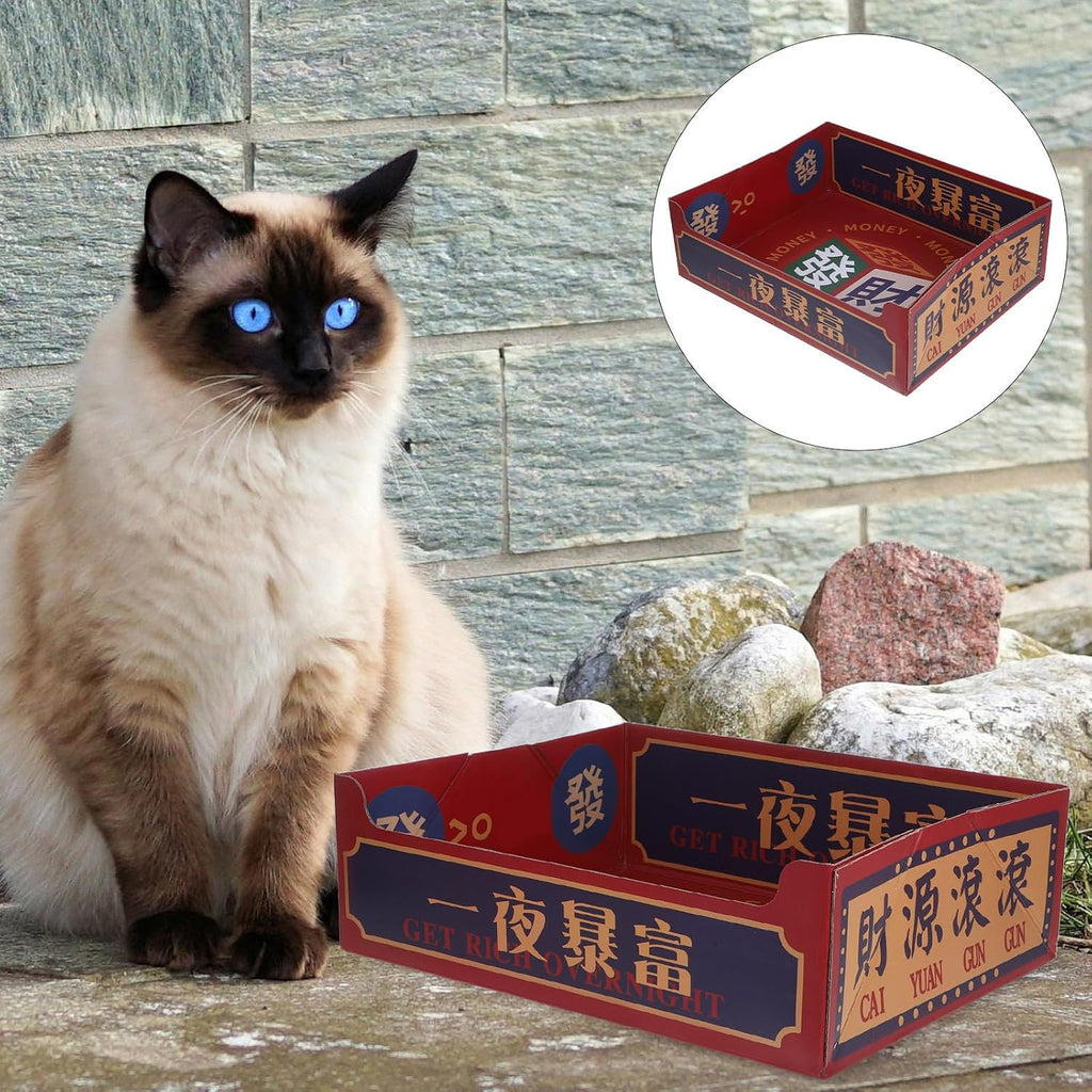 Portable Corrugated Paper Cat Litter Box Open Top Foldable Travel Tray