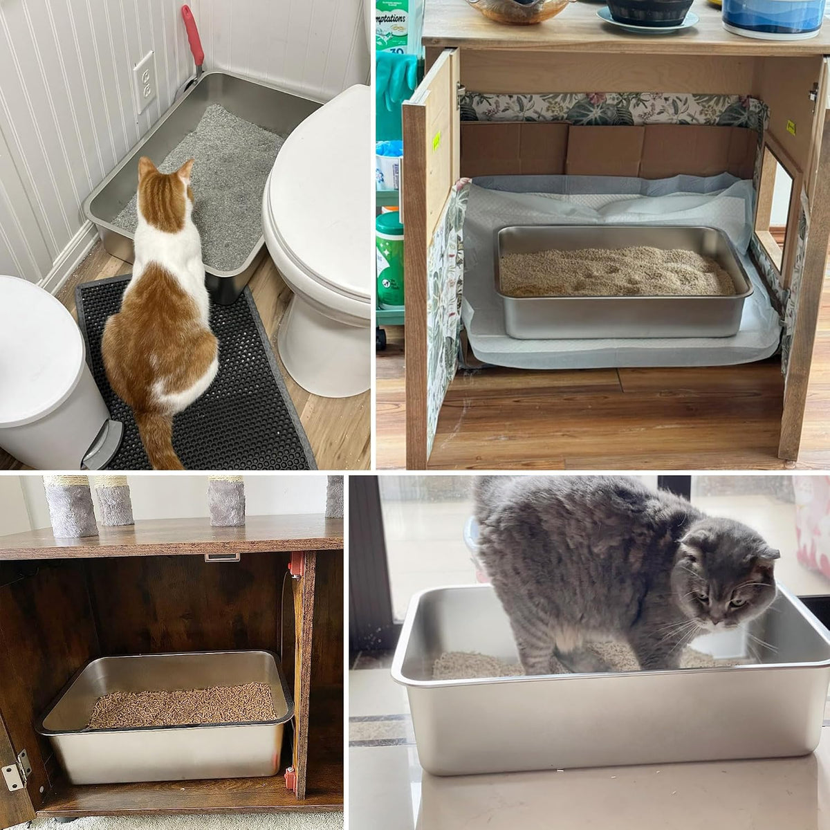 Stainless Steel Litter Box, 23.6“x15.7"x6" Deep Stainless Steel Cat Litter Box Extra Large, XL Metal Litterbox for Big C