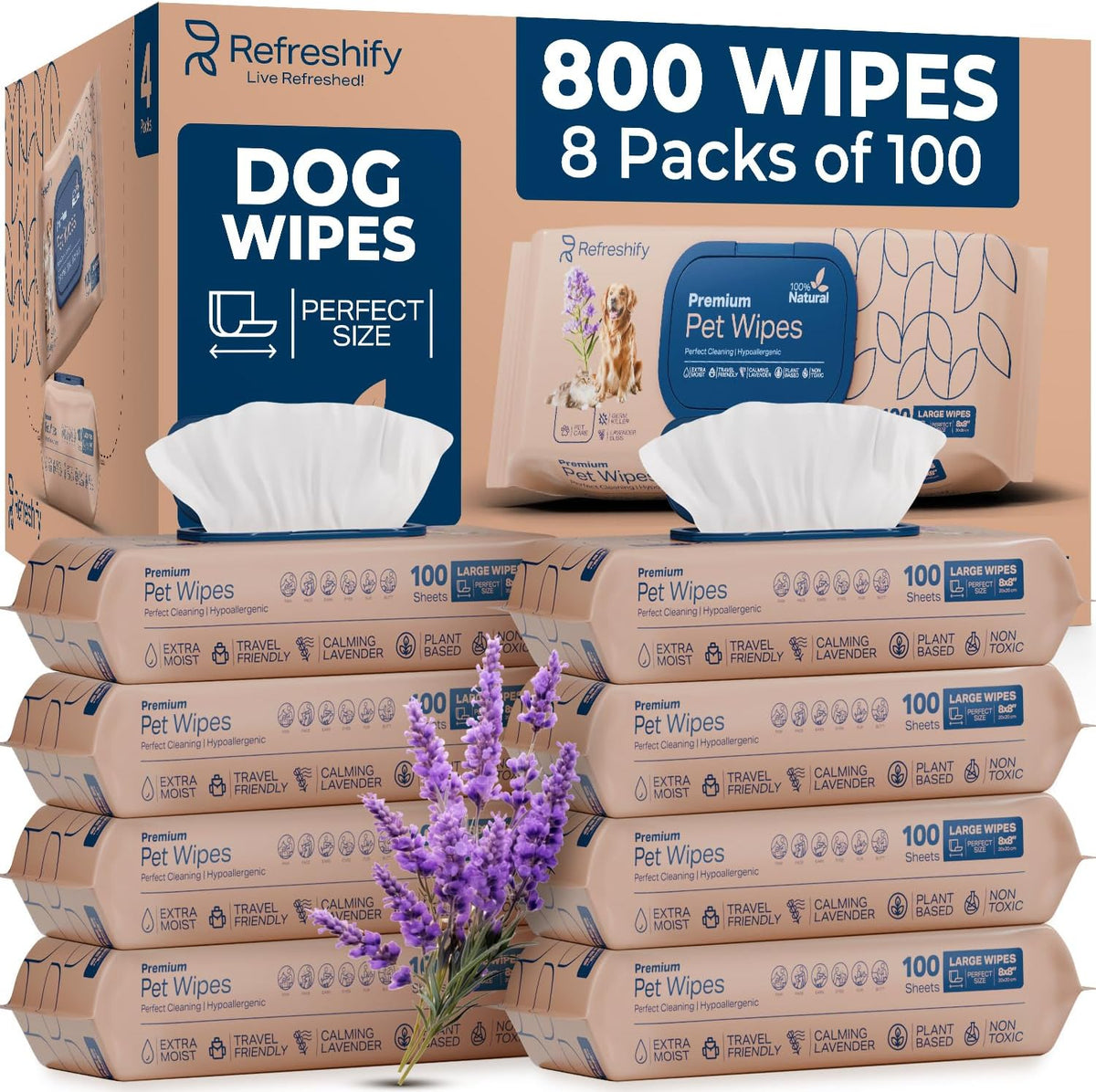 Dog Wipes for Paws and Butt (400 Ct) Plant Based Pet Wipes for Dogs & Cats