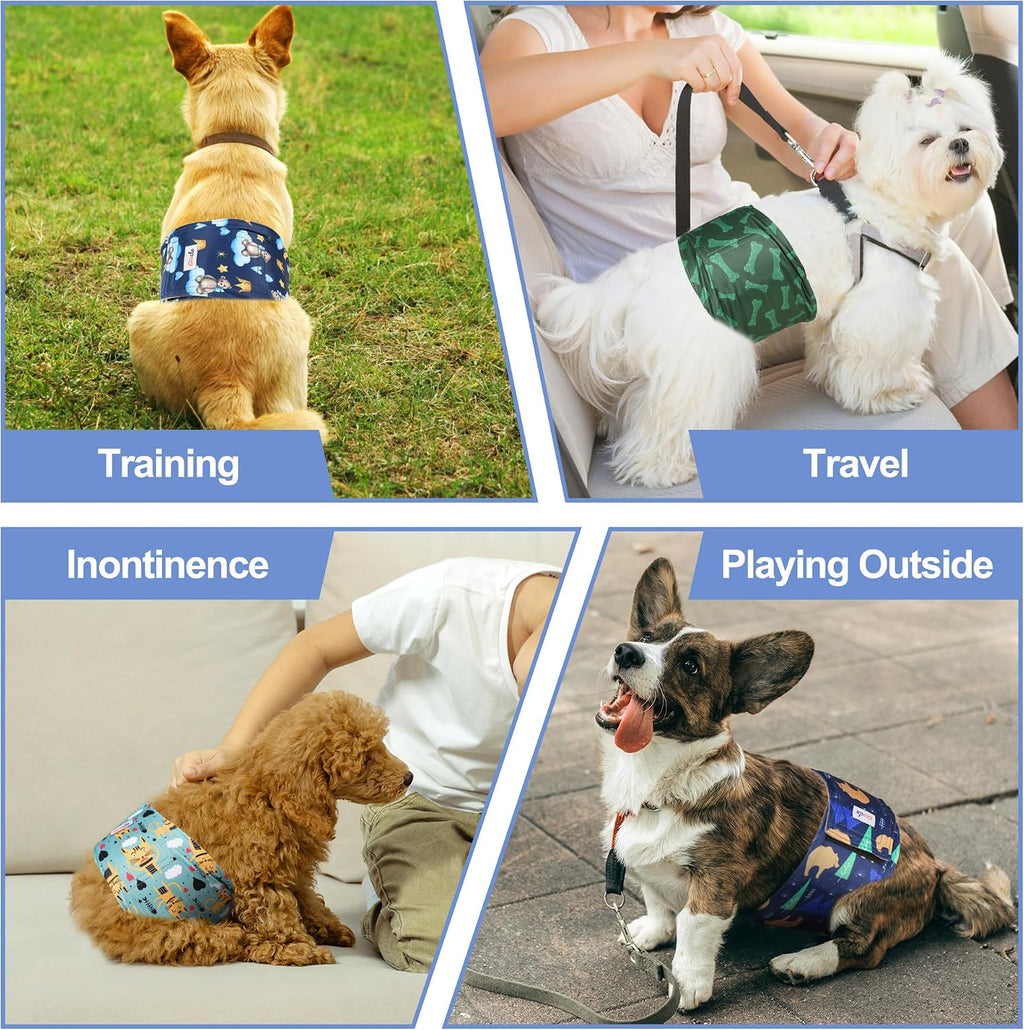 5 Pack Dog Diapers Male, Premium Belly Bands for Male Dogs, High Absorbing Male Dog Pee Wraps for Doggie in Incontinence