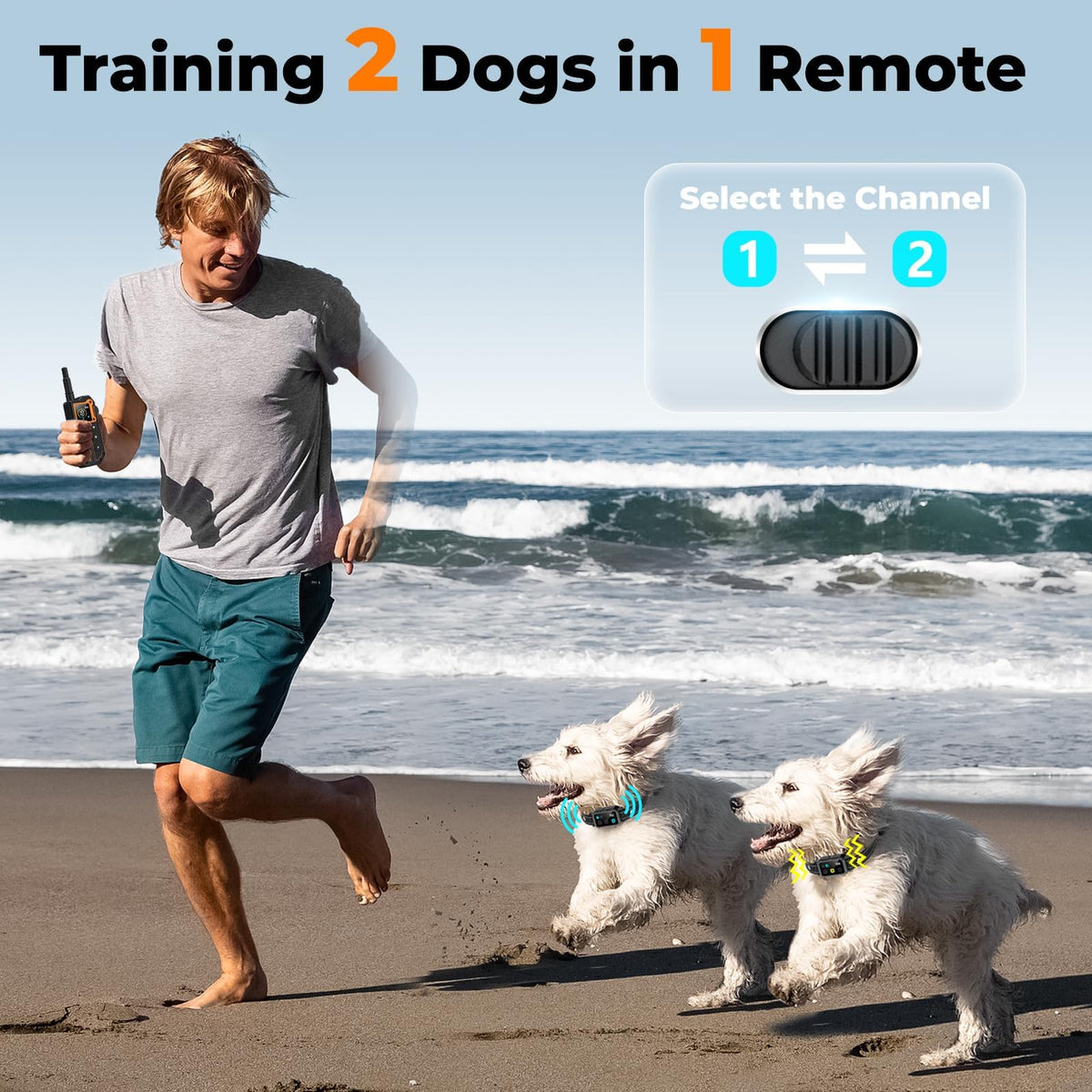 AI Dog Shock Collar 2 Dogs (10-120Lbs) - 3300FT Dog Training Collar with Remote, IPX7 Waterproof Collar with Beep, Vibration, Safe Shock for Large Medium Small Dogs, Keypad Lock and Flashing Light