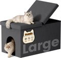 3-in-1 Cat Litter Box Enclosure Furniture, Dark Grey