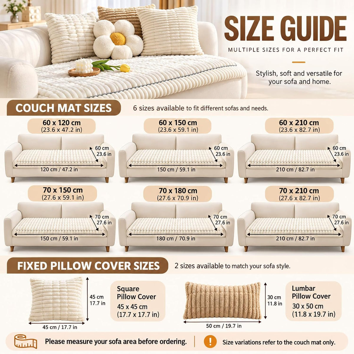 Pet Couch Cover 3-Piece Set, 2 Pillow Covers (Dark Gray,27.6 x 59.1 in)