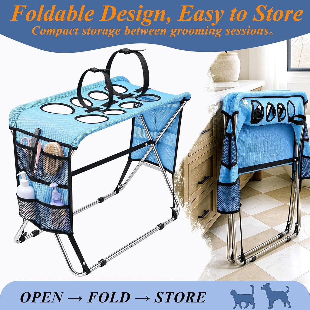 Dog Grooming Stand for Bathing, 8-Hole Support, Small & Medium Dogs & Cats