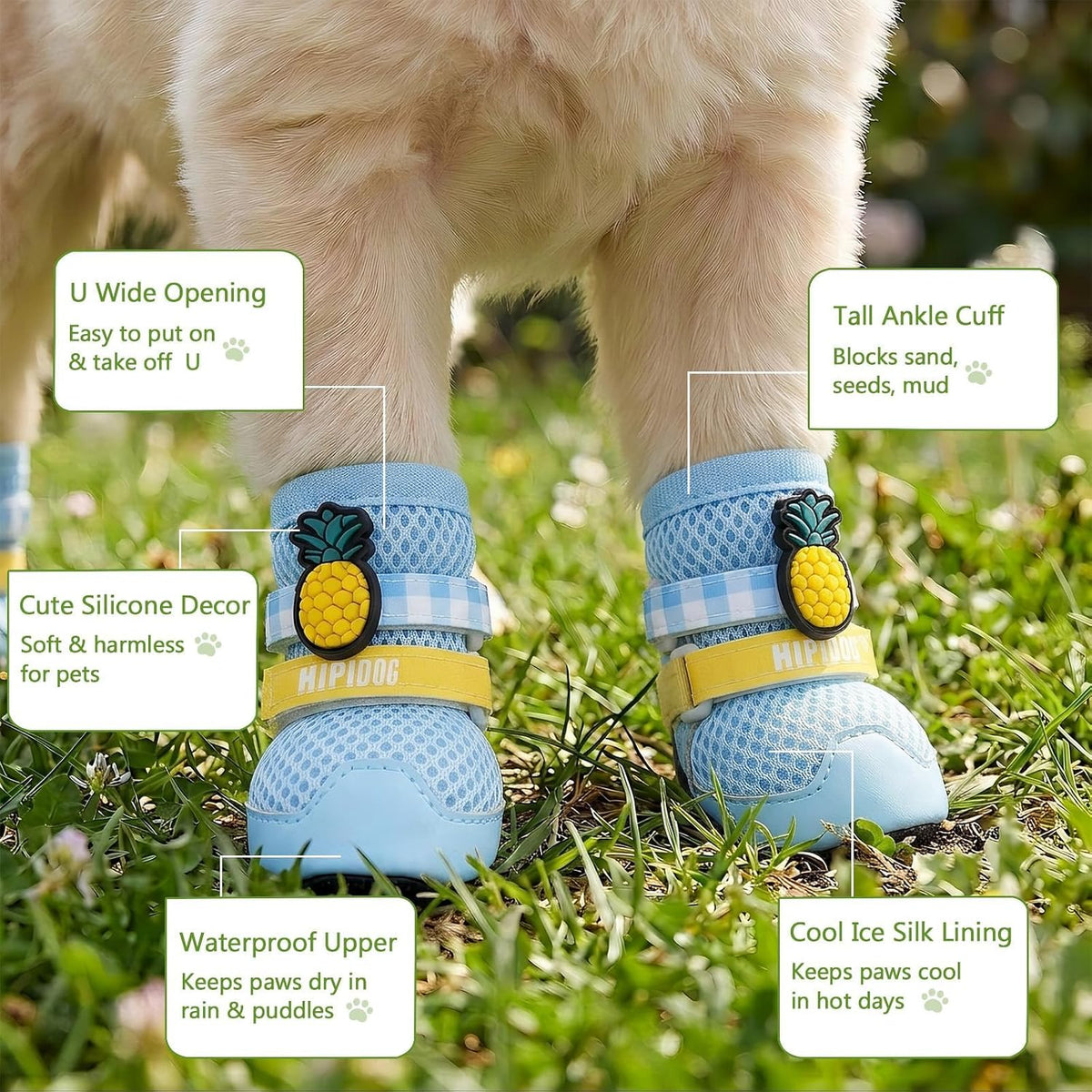 Dog Shoes for Small Medium Dogs 2 Sets Breathable Mesh Booties