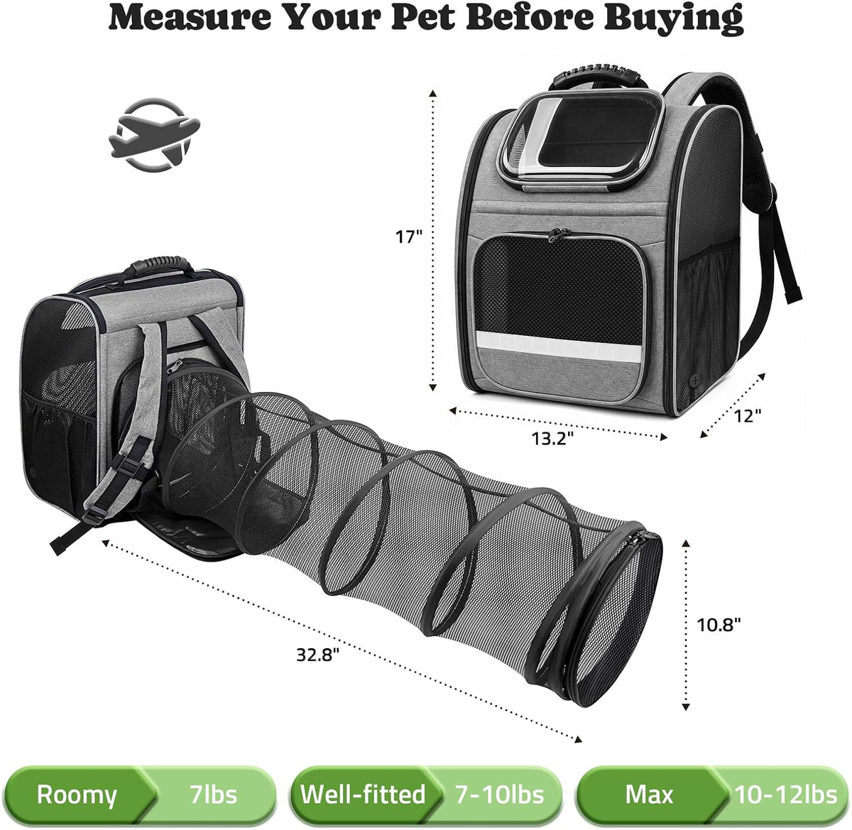 Cat Backpack Carrier with Play Tunnel, Design for Carrying Playing