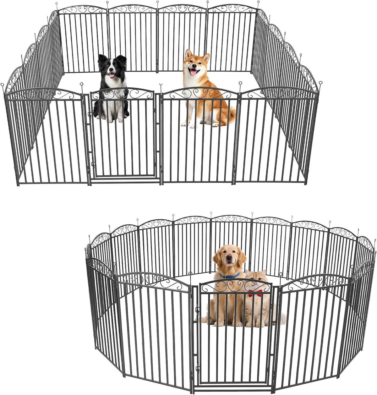 GarveeTech Dog Playpen Fence – 32" Metal, 8 Panels with Door