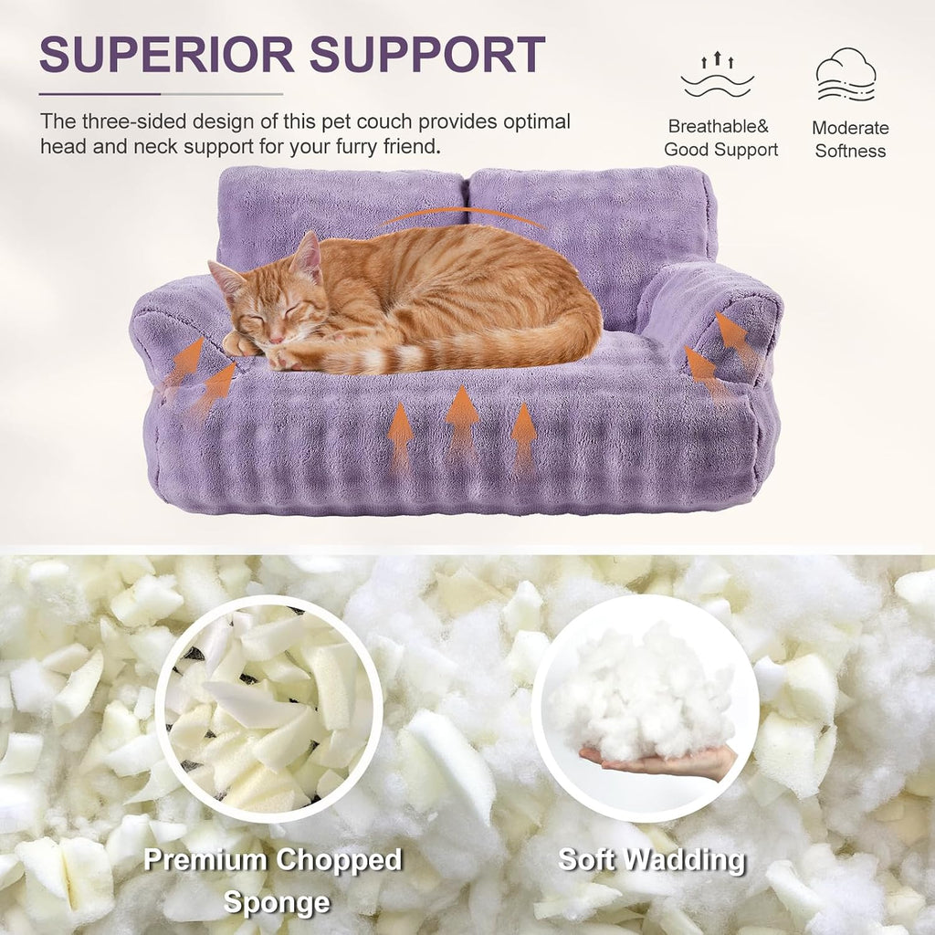 Cat Couch Bed, Cute Pet Sofa for Indoor Cats, 26"x15", Dusty Purple