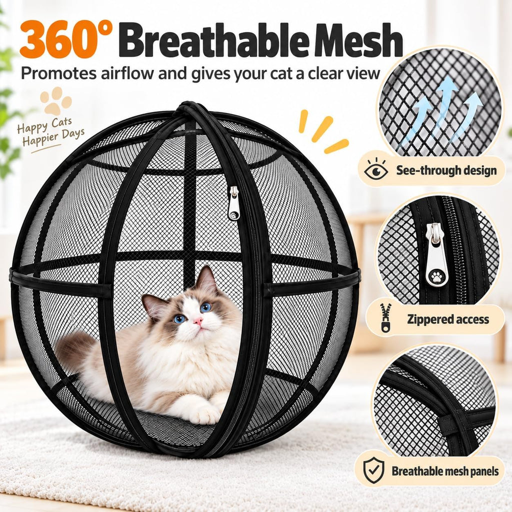 Giant Hamster Ball for Cats, 27.56 in Foldable Mesh Cat Playpen，2 Pcs
