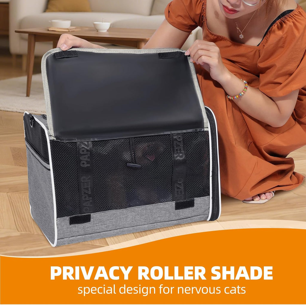 Cat Carrier for Travel, Soft-Sided, Top Loading, Privacy Curtain, to 20 lbs