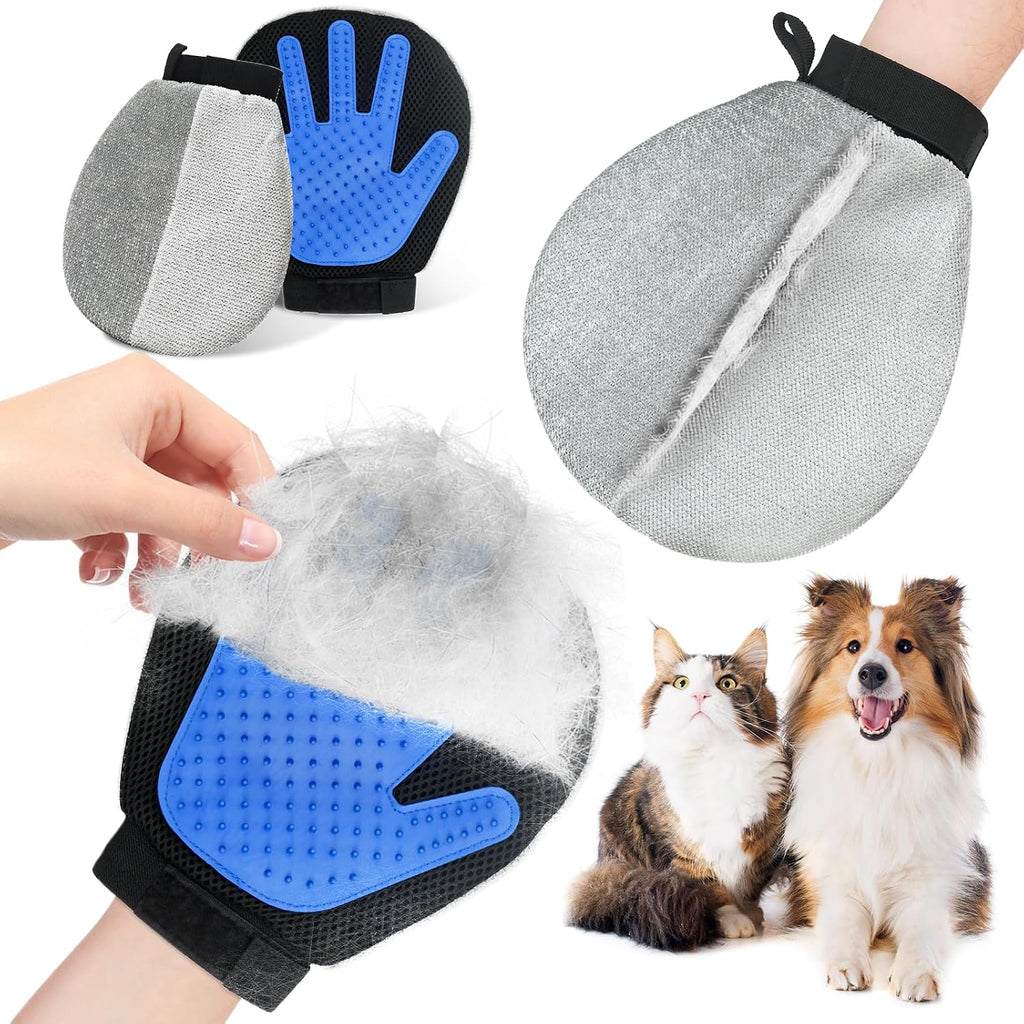 Pet Grooming Glove Hair Remover Brush Gentle Deshedding Efficient Pet Mitt Pet Massage Gloves Left & Right Hand Draw Dog