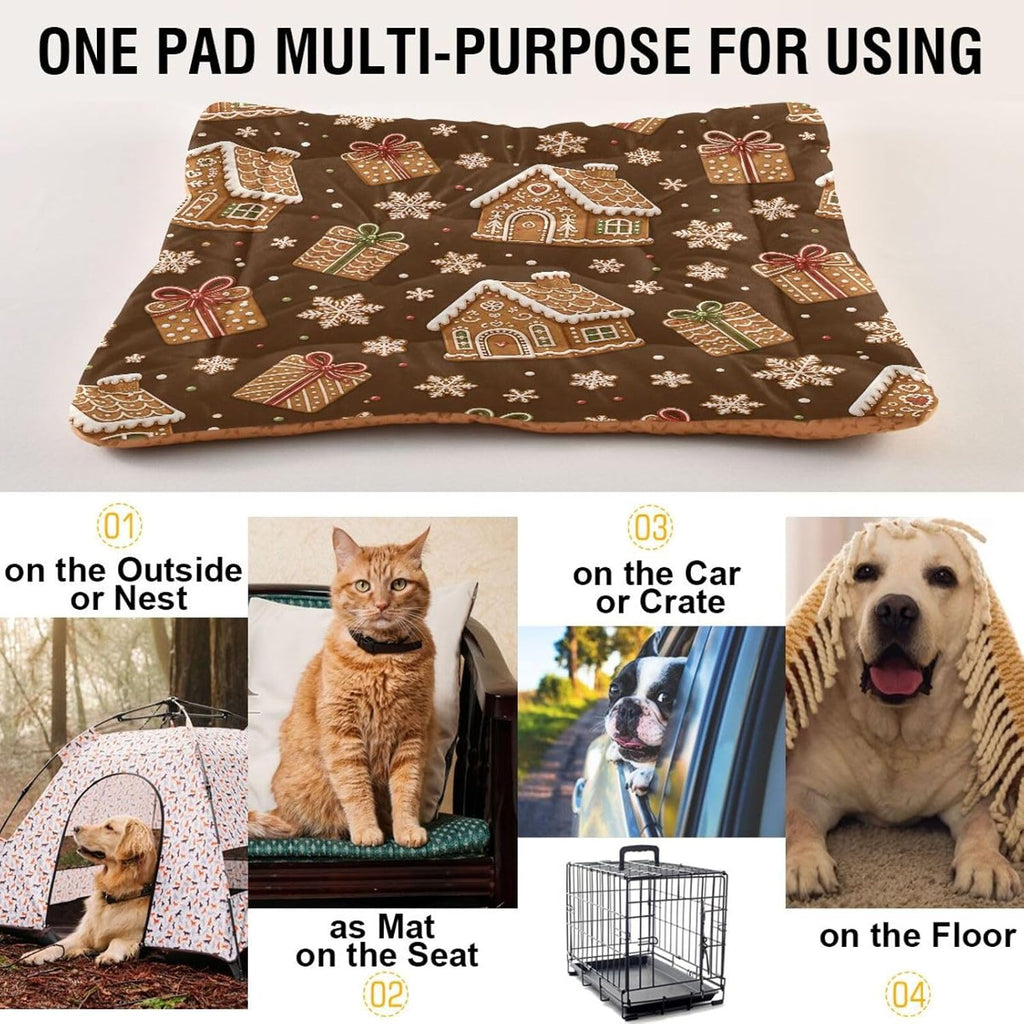 Kigai Dog Bed Mat, Thick Plush Washable Crate Pad, 18 x 24 Inch