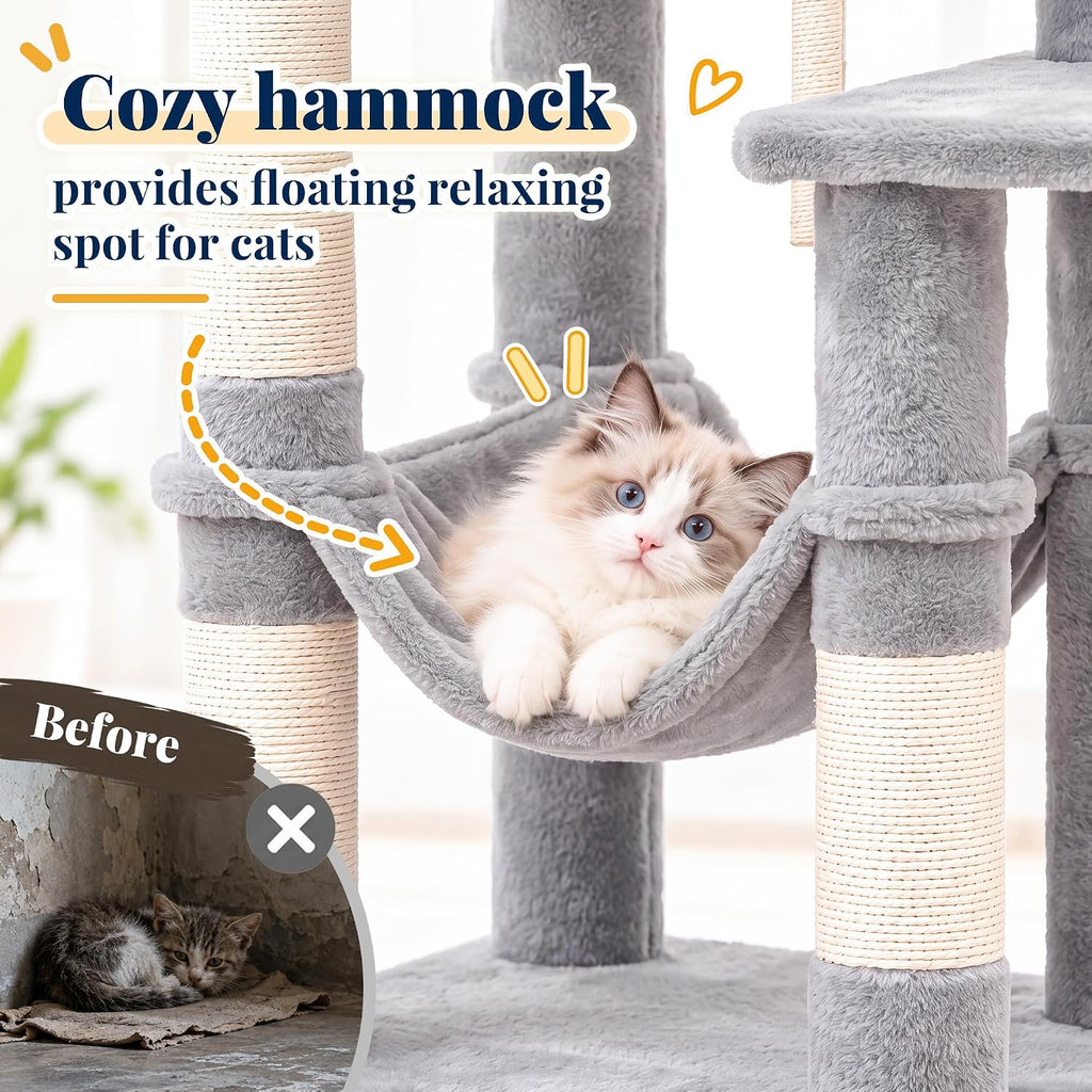 Hey-brother Cat Tree, Multi-Level Sisal Covered Scratching Posts, MPJ050W