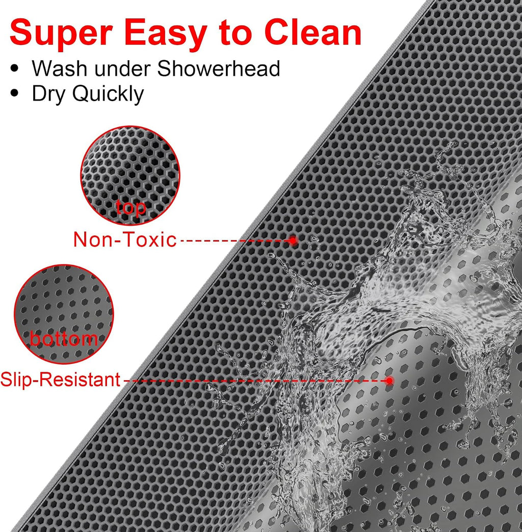Waretary Cat Litter Mat, 36"x30", Waterproof, Scatter Control, Grey