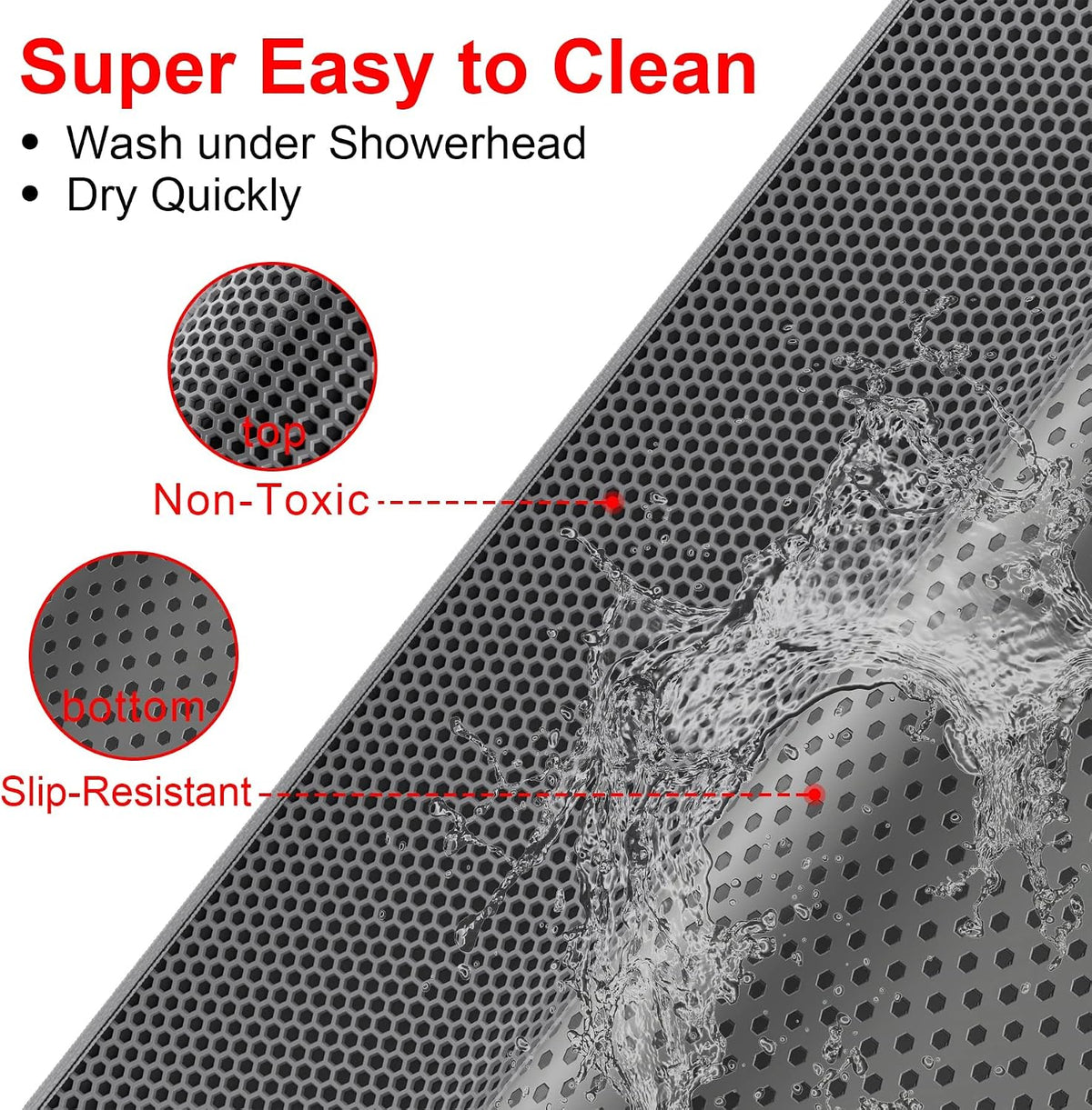 Waretary Cat Litter Mat, 36"x30", Waterproof, Scatter Control, Grey