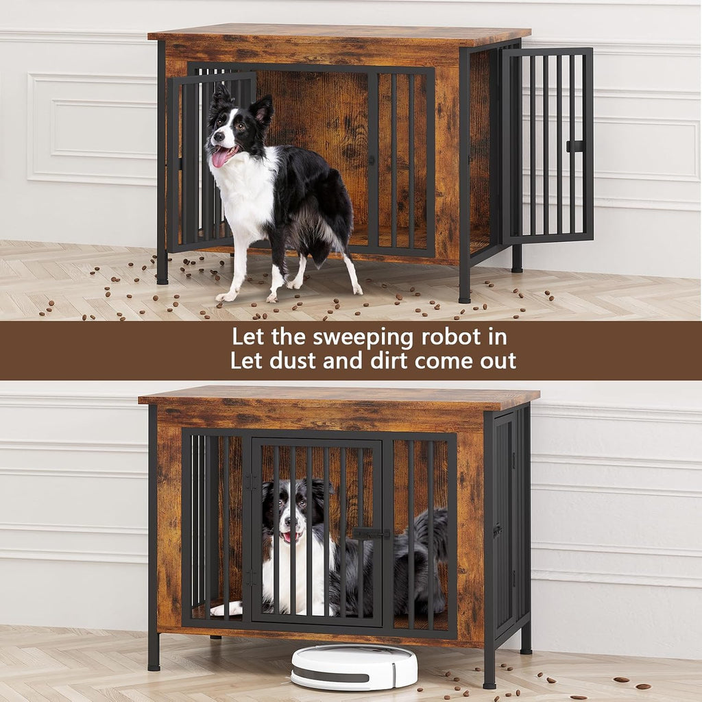 EasyCom 39.96" Dog Crate Furniture for 1 or 2 Dogs, Brown (DC102)
