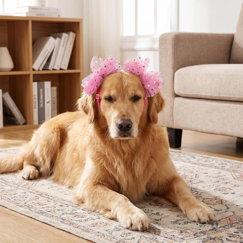 2pcs Dog Bows for Large Dogs with Elastic Adjustable Headbands