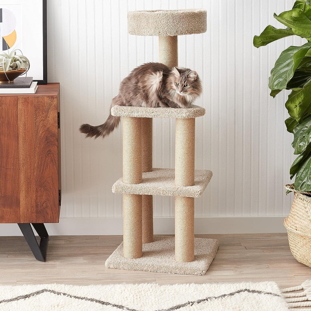 Amazon Basics Cat Tree Tower - Multi-Level Climbing Activity Center for Indoor Cats & Kittens with Scratching Posts, Pla