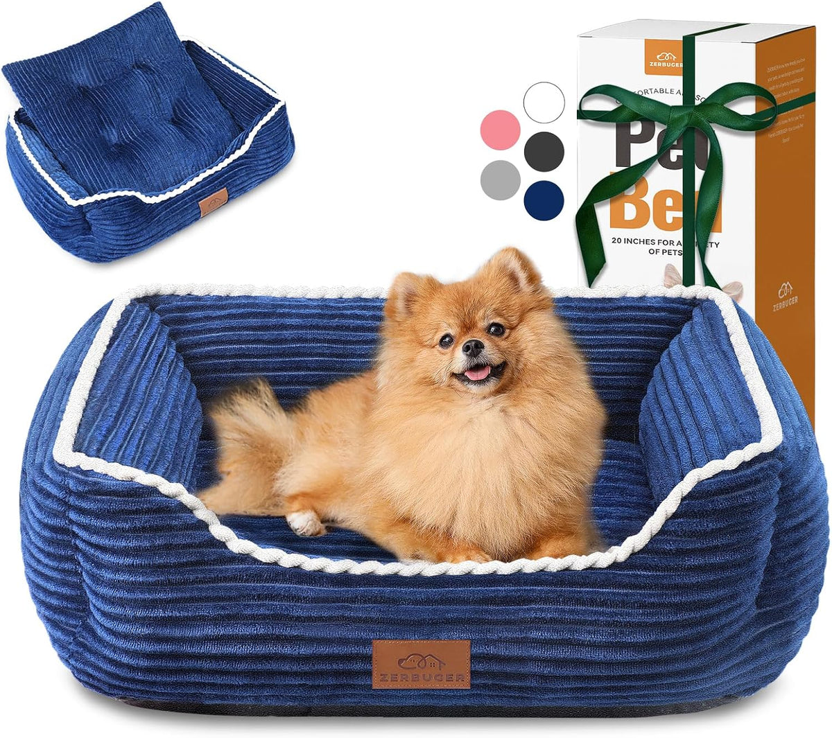 Zerbuger 25in Pink Rectangle Cat Dog Bed Machine Washable Sleeping Sofa