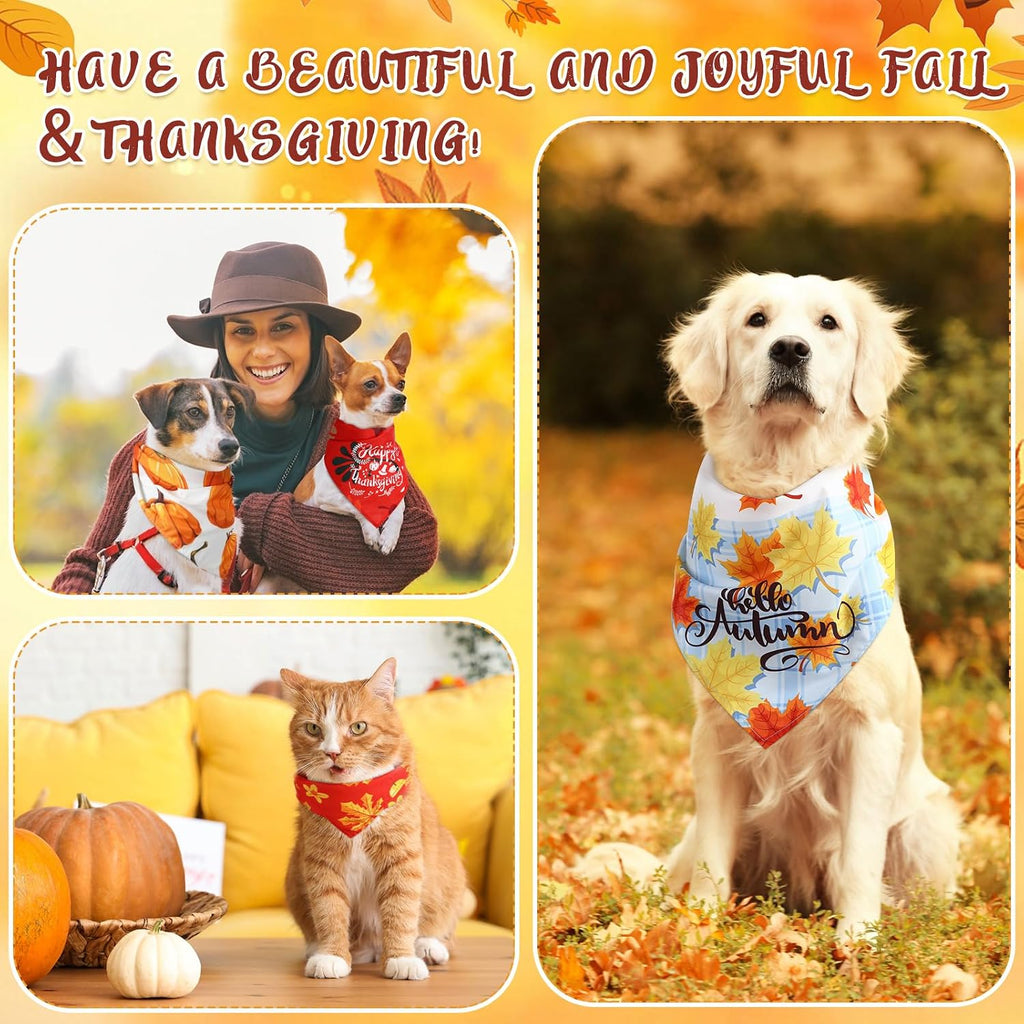 60 Pcs Fall Dog Bandana Bulk Thanksgiving Pet Scarf, Turkey Pattern