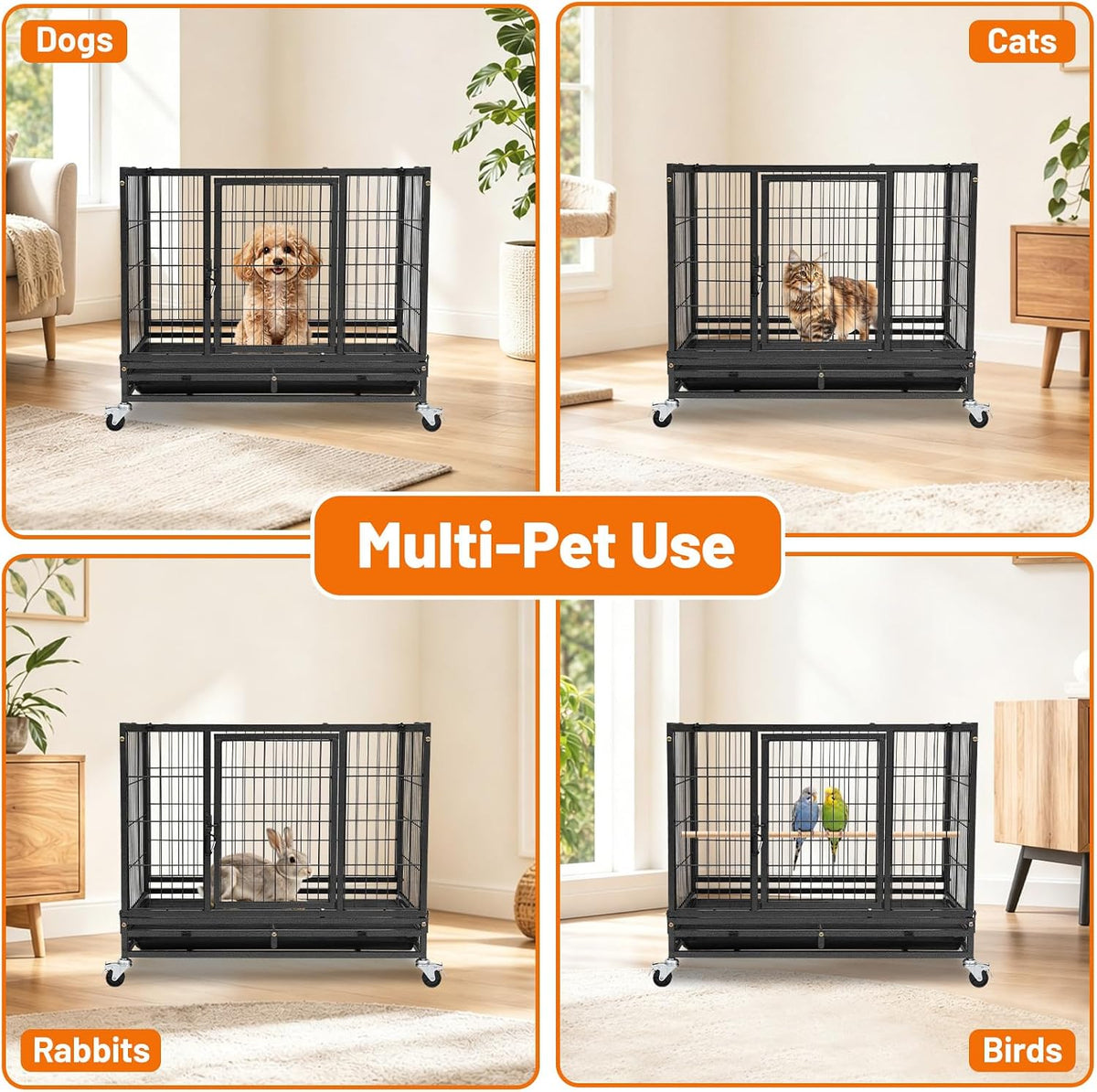 Homey Pet 31 Inch Stackable Dog Crate for Small Dogs, Heavy Duty Wire Cage