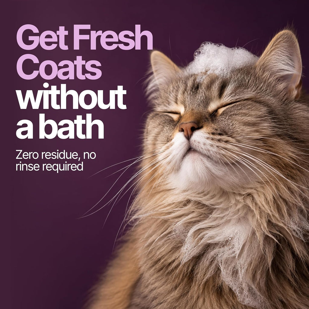 Kenchii Waterless Cat Shampoo - No Rinse Cleansing Foam, Gentle & Lick-Safe