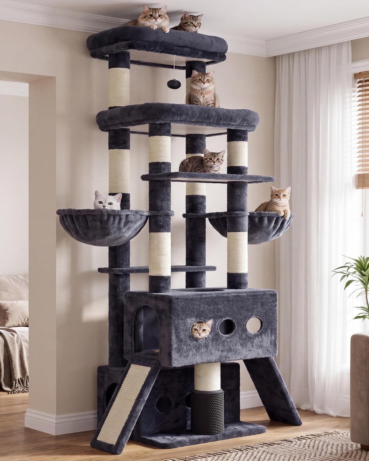 Hey-brother Cat Tree Tower with Large Platform, Spacious Condo, MPJ060G