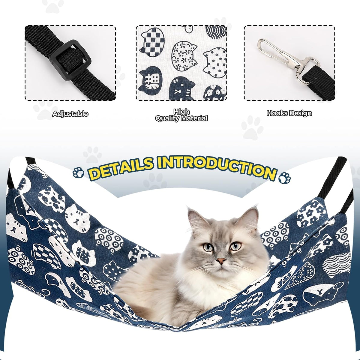 Cat Hammock for Cage Hanging Reversible 2Pack,Pet Hammock Bed Adjustable,Soft Sleeping Hammock for Cats,Ferret,Puppy,Rab