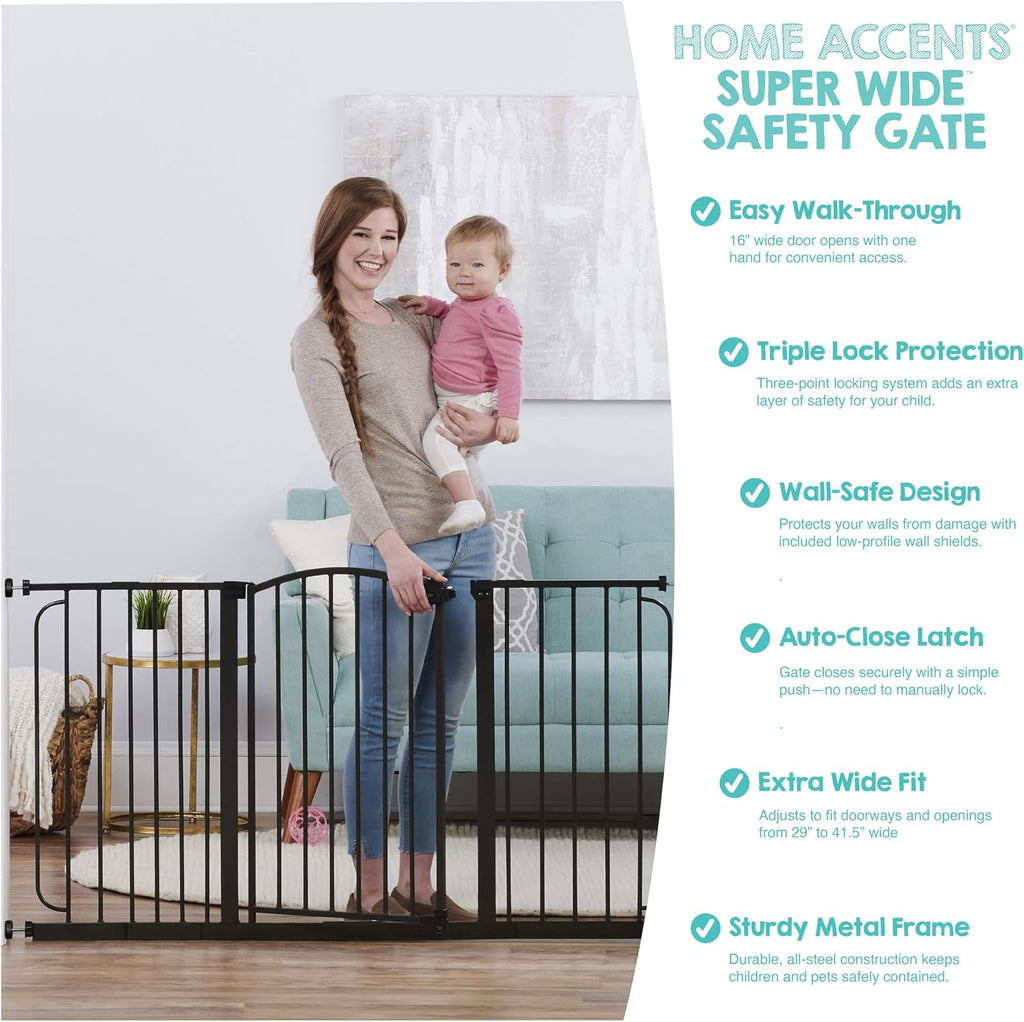 Regalo Safety 30.5"-58" Extra Wide Baby Gate, Bottom of Stairs & Doorways