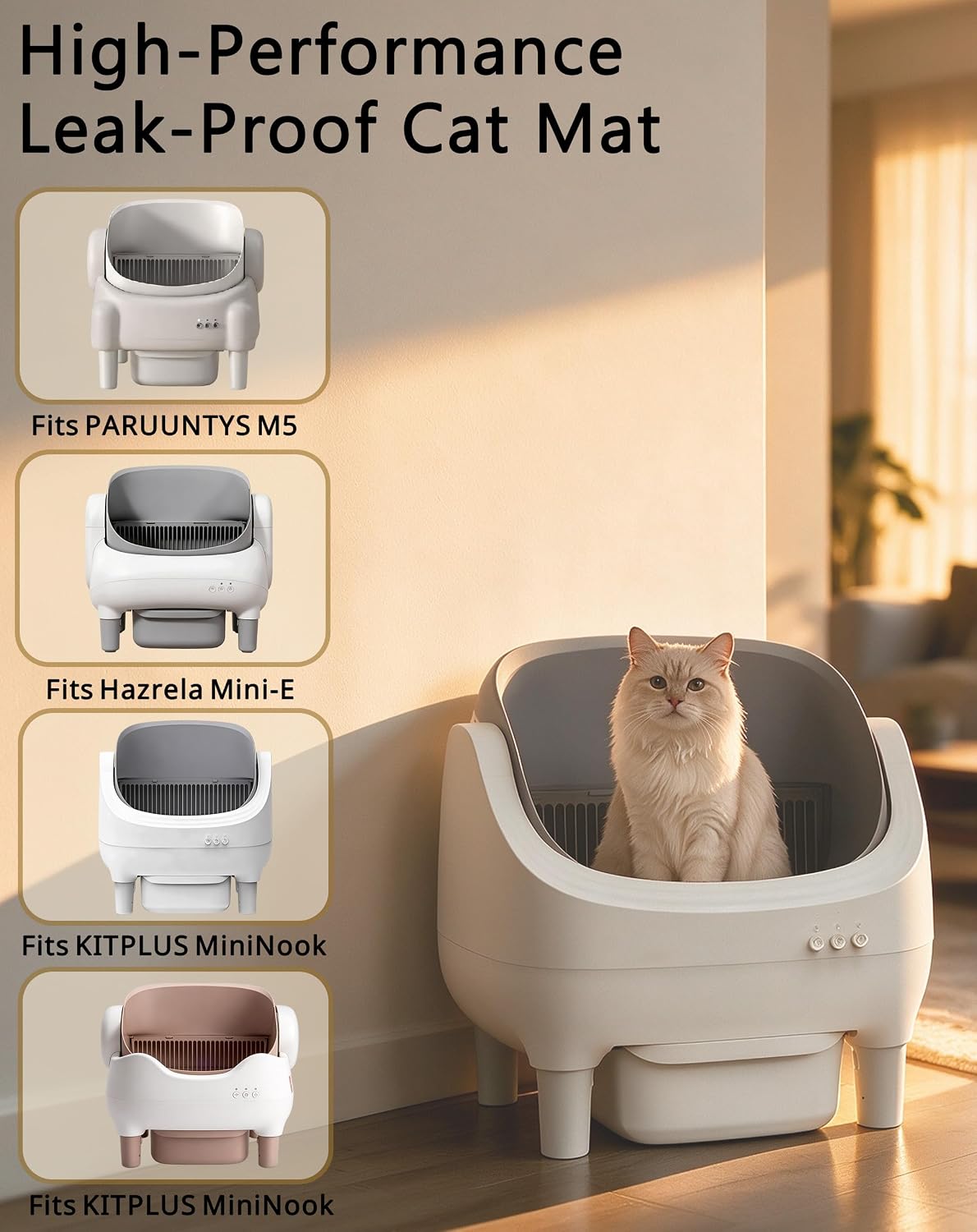 Anti-Leak Cat Litter Pad Fits PARUUNTYS M5 Self-Cleaning Litter Box
