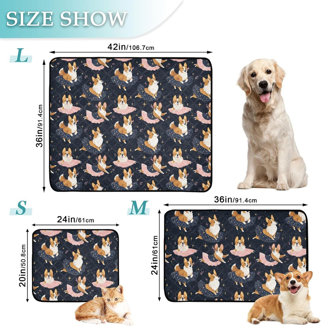 Washable Pet Pad Cute Corgi Ballet Tutus Space Mat