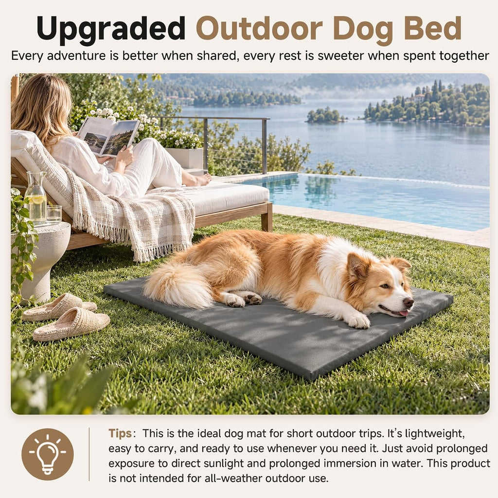 Upgraded XL Waterproof Outdoor Dog Crate Pad Mat, Wipeable Large Dogs Bed
