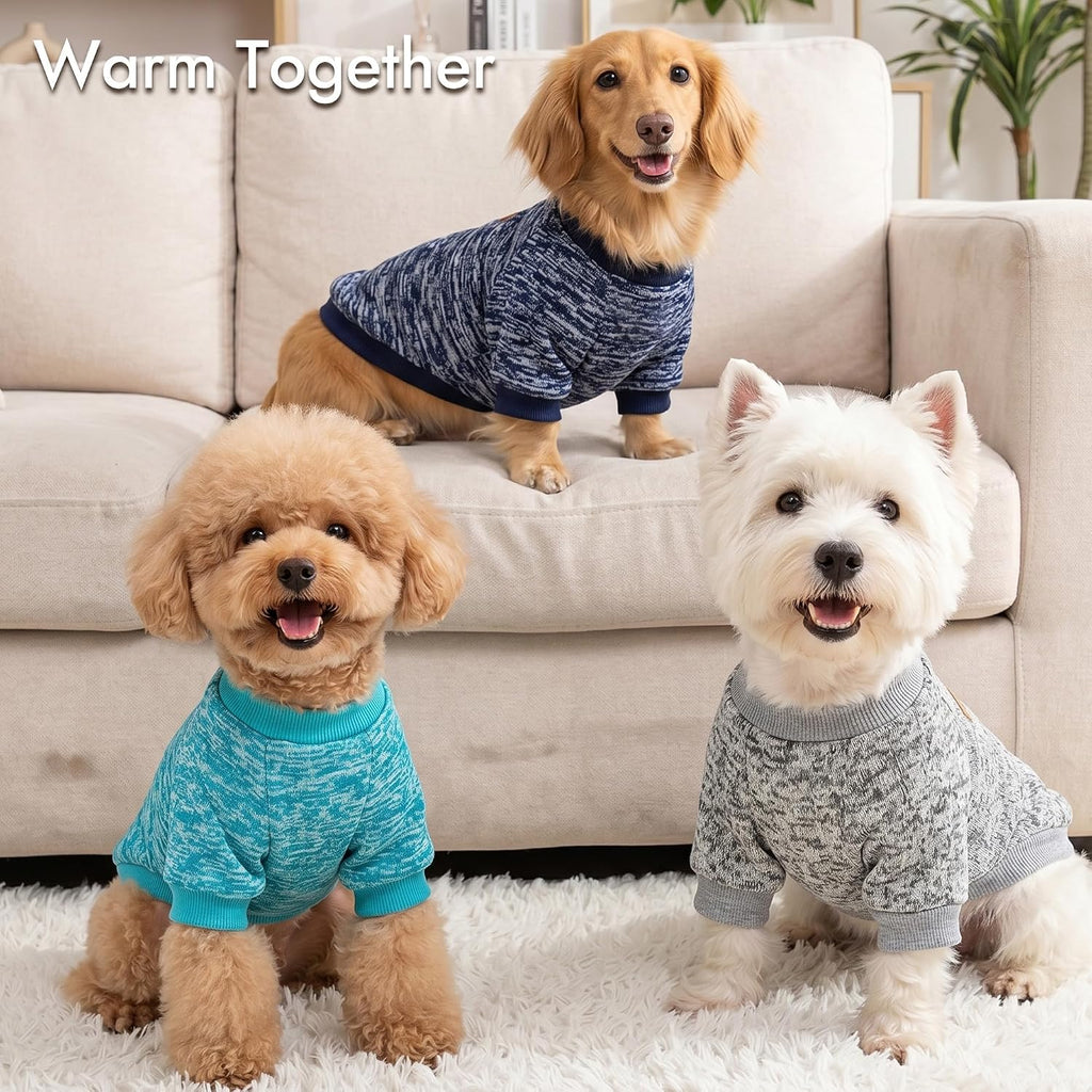 3 Pack Dog Sweaters for Small Dogs Girl Boy Winter Fleece Clothes Warm Soft Dog Sweatshirt Outfit for Dogs Cats Pet Appa