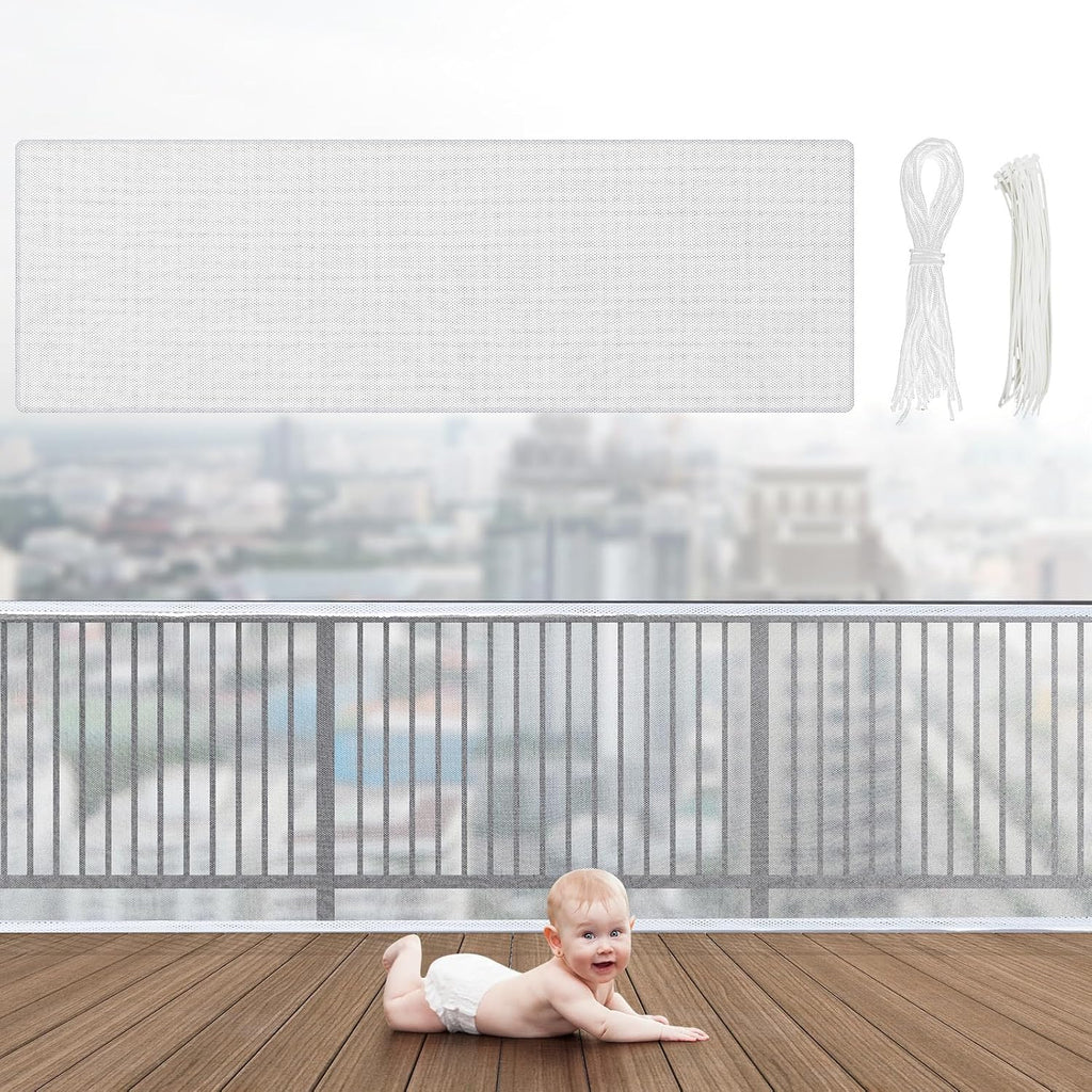 Hosuly 2 Set Banister Guard Balcony Netting, 15 x 3 ft, White