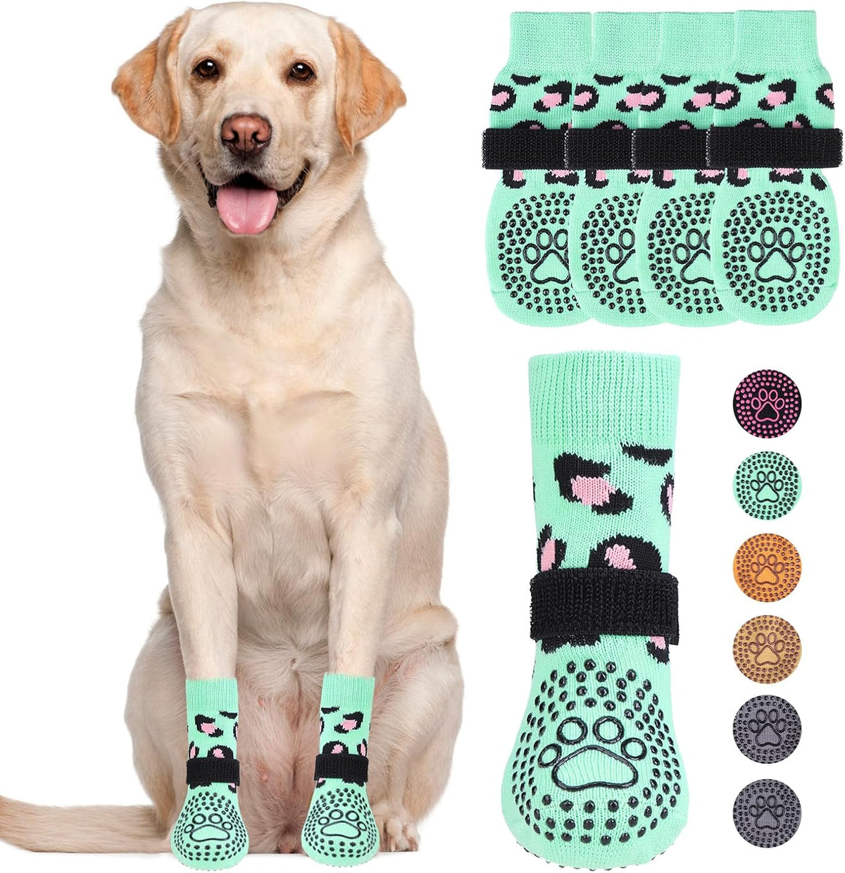 Dog Socks Shoes for Hot Pavement to Prevent Licking Paws, Winter Dog Boots&Paw Protector for Hardwood Floors Anti Slip,T