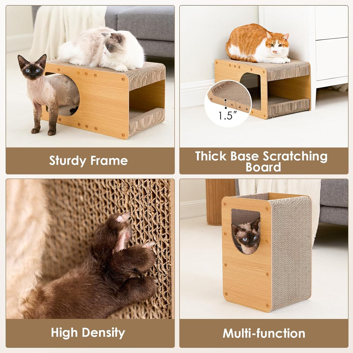 EHEYCIGA Cardboard Cat Scratcher House, 17-Inch Cat Scratch pad, Brown