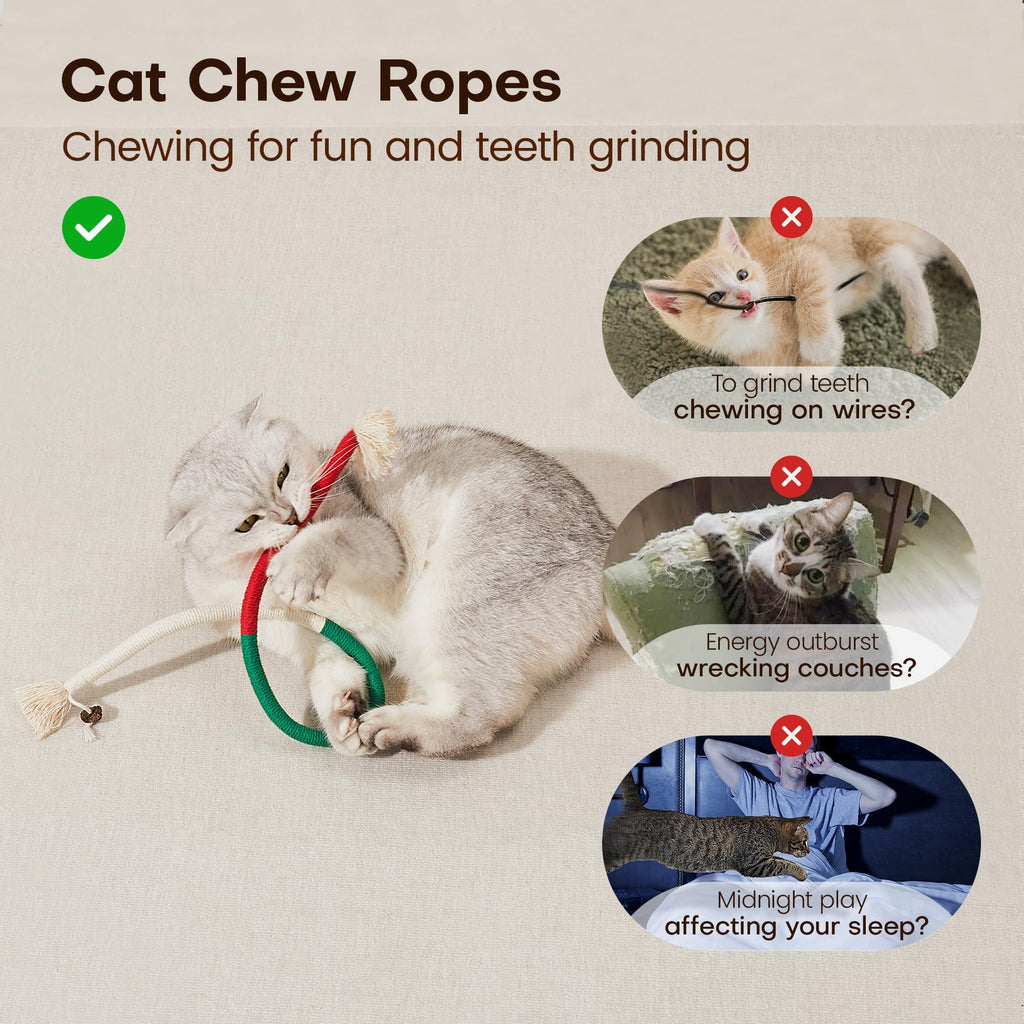 Potaroma Cat Toys Chew Ropes 3Pcs with Refillable Natural Catnip