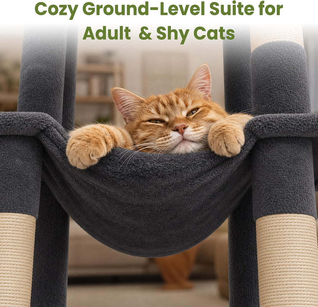 Cat Tree Tower for Indoor Large Adult Cats, 73in Tall Heavy Duty with Perch