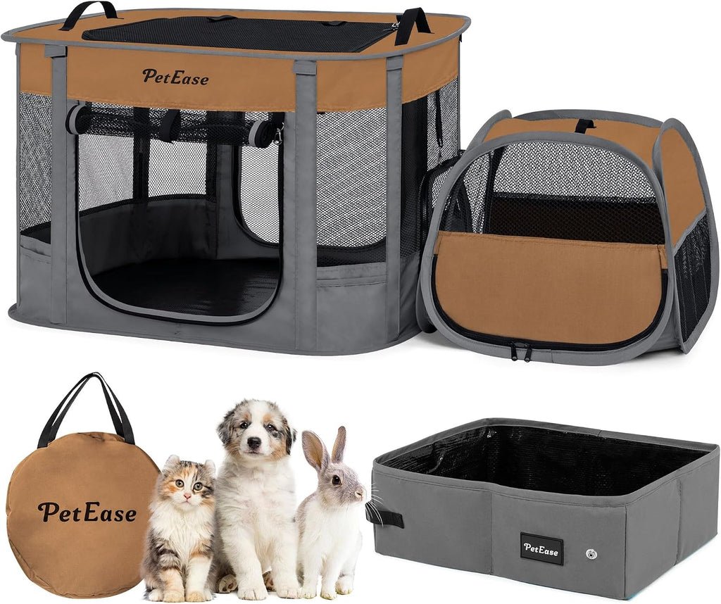 Portable Cat Playpen with Litter Box, Cat Enclosure for Camping, Cat Recovery Playpen After Surgery, Foldable Indoor Out