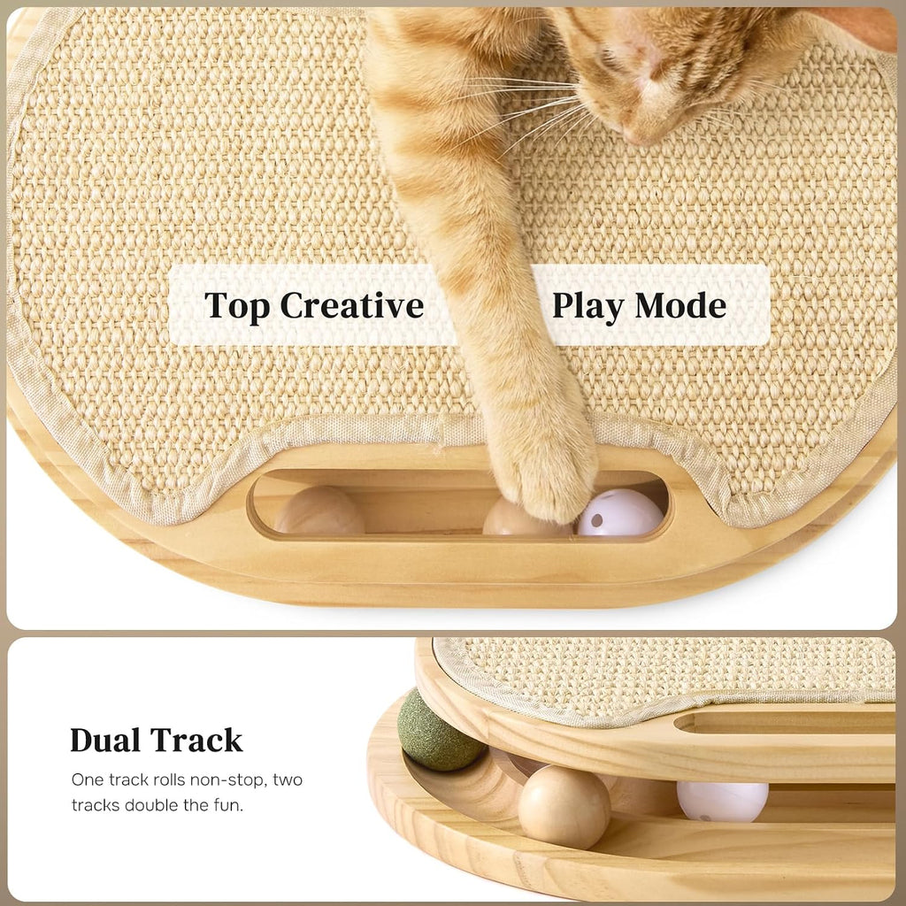 Cat Scratcher with Ball Track Toy, Sisal Scratch Pad for Indoor Use